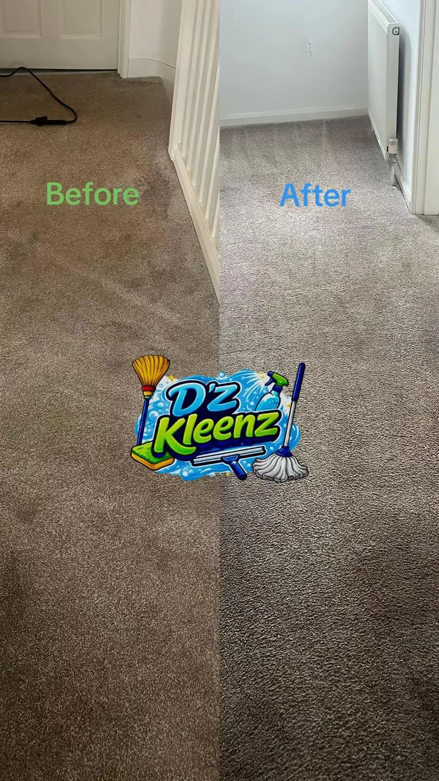 D’Z Kleenz carpet before and after